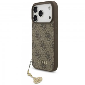 Guess iPhone 17 Pro Hülle 4G Charms MagSafe Case Braun