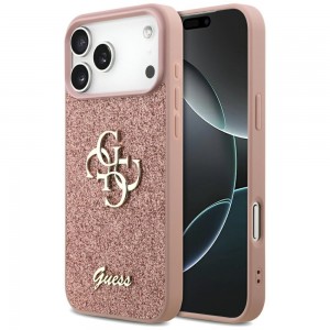 Guess iPhone 17 Pro Max Hülle Case Fixed Glitter 4G Big Rosa