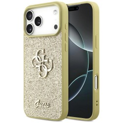 Guess iPhone 17 Pro Max Hülle Case Fixed Glitter 4G Big Gold