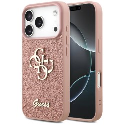 Guess iPhone 17 Pro Case Fixed Glitter 4G Big Pink