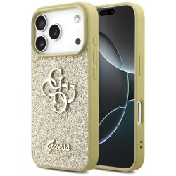 Guess iPhone 17 Pro Case Fixed Glitter 4G Big Gold
