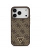 Guess iPhone 17 Pro Hülle 4G Triangle Strass MagSafe Case Braun