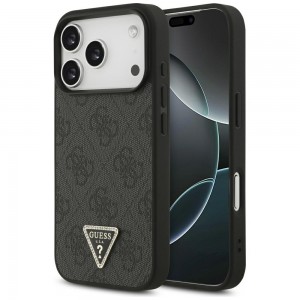 Guess iPhone 17 Pro Hülle 4G Triangle Strass MagSafe Case Schwarz