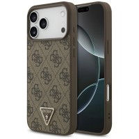 Guess iPhone 17 Pro Max Hülle 4G Triangle Strass MagSafe Case Braun