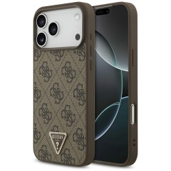Guess iPhone 17 Pro Max Hülle 4G Triangle Strass MagSafe Case Braun