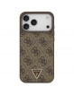 Guess iPhone 17 Pro Max Hülle 4G Triangle Strass MagSafe Case Braun