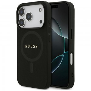 Guess iPhone 17 Pro Hülle Saffiano Classic Logo MagSafe Case Schwarz