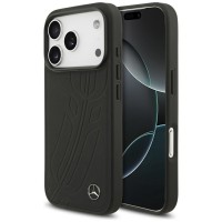 Mercedes iPhone 17 Pro MagSafe Case Genuine Leather Case Leaf Black