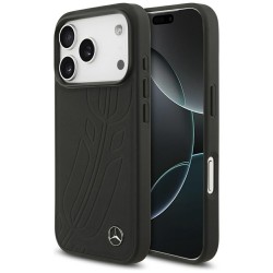 Mercedes iPhone 17 Pro MagSafe Hülle Echtleder Case Blatt Schwarz