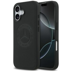 Mercedes iPhone 17 MagSafe Hülle Echtleder Case Vintage Logo Schwarz
