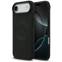 Mercedes iPhone 17 Air MagSafe Case Genuine Leather Vintage Logo Black