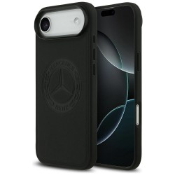Mercedes iPhone 17 Air MagSafe Hülle Echtleder Case Vintage Logo Schwarz