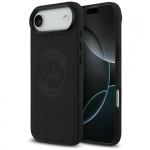 Mercedes iPhone 17 Air MagSafe Hülle Echtleder Case Vintage Logo Schwarz