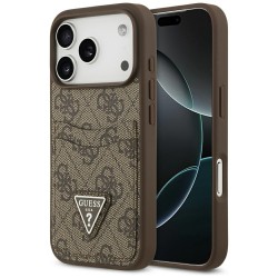 Guess iPhone 17 Pro Hülle Case 4G Double Card Triangle Braun