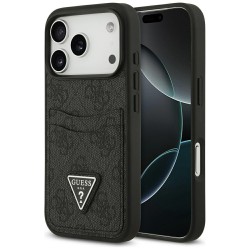 Guess iPhone 17 Pro Hülle Case 4G Double Card Triangle Schwarz