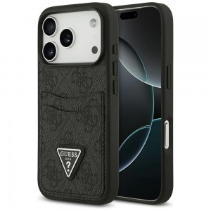 Guess iPhone 17 Pro Hülle Case 4G Double Card Triangle Schwarz