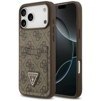 Guess iPhone 17 Pro Max Hülle Case 4G Double Card Triangle Braun