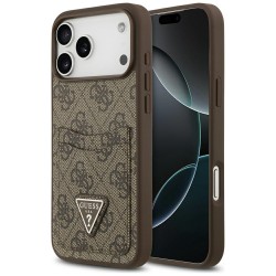 Guess iPhone 17 Pro Max Case 4G Double Card Triangle Brown