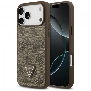 Guess iPhone 17 Pro Max Hülle Case 4G Double Card Triangle Braun