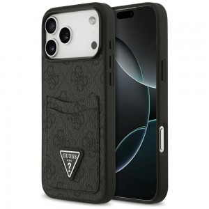 Guess iPhone 17 Pro Max Hülle Case 4G Double Card Triangle Schwarz