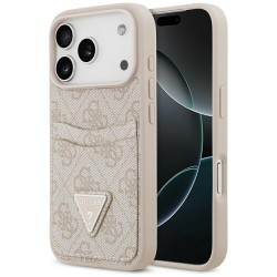 Guess iPhone 17 Pro Hülle Case 4G Double Card Triangle Rosa