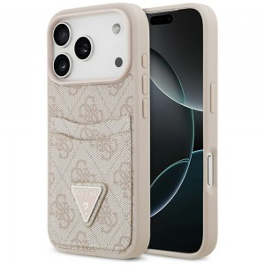 Guess iPhone 17 Pro Hülle Case 4G Double Card Triangle Rosa