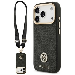 Guess iPhone 17 Pro Crossbody Case MagSafe 4G Rhinestone Metal Buttons Black