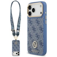 Guess iPhone 17 Pro Max Crossbody Case MagSafe 4G Rhinestone Metal Buttons Blue