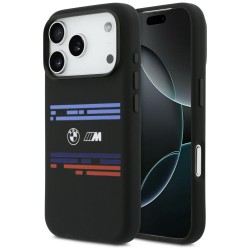 BMW iPhone 17 Pro Hülle Case M Silikon Horizontal Line MagSafe Schwarz