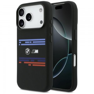 BMW iPhone 17 Pro Hülle Case M Silikon Horizontal Line MagSafe Schwarz