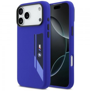 BMW iPhone 17 Pro Max Hülle Case M Silikon Vertical Logo MagSafe Blau