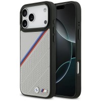 BMW iPhone 17 /18 Pro Max Hülle Case MagSafe M Perforated Tricolor Grau