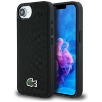 Lacoste iPhone 16e / 17e Hülle Case Iconic Petit Pique Woven Logo MagSafe Schwarz