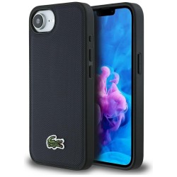 Lacoste iPhone 16e / 17e Hülle Case Iconic Petit Pique Woven Logo MagSafe Blau