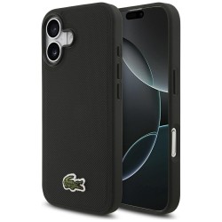 Lacoste iPhone 17 Hülle Case Iconic Petit Pique Woven MagSafe Schwarz