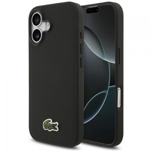 Lacoste iPhone 17 Hülle Case Iconic Petit Pique Woven MagSafe Schwarz
