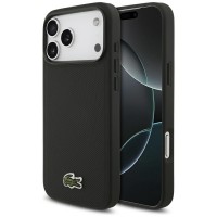 Lacoste iPhone 17 Pro Max Hülle Case Iconic Petit Pique Woven MagSafe Schwarz