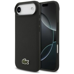 Lacoste iPhone 17 Air Hülle Case Iconic Petit Pique Woven MagSafe Schwarz