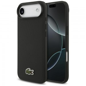 Lacoste iPhone 17 Air Hülle Case Iconic Petit Pique Woven MagSafe Schwarz