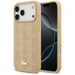Lacoste iPhone 17 Pro Max Hülle Case Monogramm Gold Logo MagSafe Beige