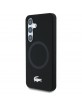 Lacoste Samsung S25 Hülle Case Silikon Metall Croc MagSafe Schwarz