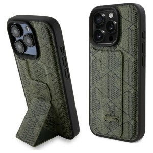 Lacoste iPhone 16 Pro Max Grip Stand Monogram Case in Khaki