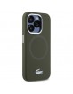 Lacoste iPhone 15 Pro Case, Silicone with Metal Croc and MagSafe Logo, Khaki