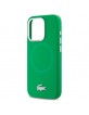 Lacoste iPhone 15 Pro Case, Silicone, Metal Croc, MagSafe, Green