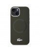 Lacoste iPhone 15 Case, Silicone with Metal Croc and MagSafe Logo, Khaki