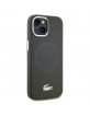 Lacoste iPhone 15 Case, Silicone with Metal Croc and MagSafe Logo, Khaki