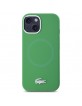 Lacoste iPhone 15 Case, Silicone, Metal Croc, MagSafe, Green