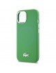 Lacoste iPhone 15 Case, Silicone, Metal Croc, MagSafe, Green