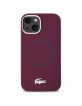 Lacoste iPhone 15 Case, Silicone with Metal Croc, MagSafe, Bordeaux Red