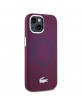 Lacoste iPhone 15 Case, Silicone with Metal Croc, MagSafe, Bordeaux Red
